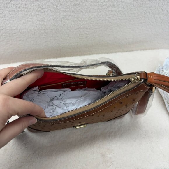 DOONEY & BOURKE - Shoulder Bag Purse in Caramel Italian Leather Ostrich NEW $268 - Picture 8 of 9